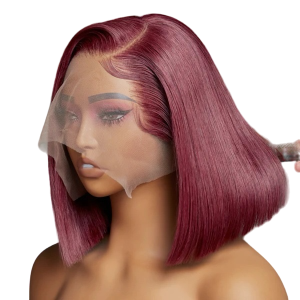 Straight Burgundy Lace Bob Wig 14 inches