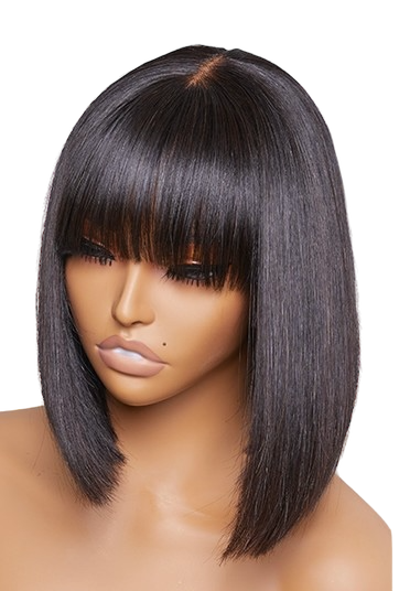Straight Short Bob Wig with Bangs 12inch